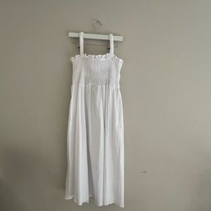 Topshop White Smocked Poplin Dress